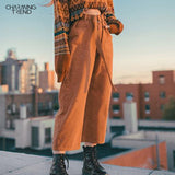 Pants Woman High Waist 2020 Autumn Ankle Length Pants Ladies Solid Streetwear Wide Leg Pants Loose Harem Pants For