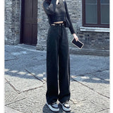 Fongt Wide-Leg Jeans Female Fall Fall 2024 New High Waist Small Show Thin Straight Loose Pants-Outfit