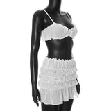 Ruched Bralette And Mini Skirt Set-Outfit
