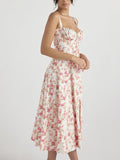 Floral Print Slim Fit Button Front Midi