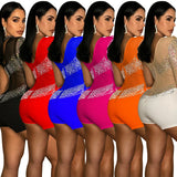 New Fashion Sexy Tight Nightclub Single Sleeve Mesh Perspective Jumpsuit Woman-Outfit