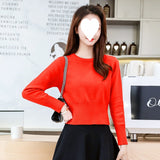 Fongt Autumn And Winter High-Waisted Short Round Neck Long Sleeves Knitted Waist Small Man Short Shirt