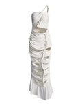 Temperament Slimming Dress 2025 Summer New Fashion Design Folding Long Dress
