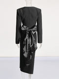 Fashion Premium Set 2025 New Solid Colored Rounded Collar With Dress + Sexy High Waist Open Fork