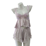Fongt French Court Wind Ice Sling Pajamas With Chest Cushions To See Small Sexy Thin Lace Home Set