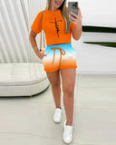 Temperament Leisure And Comfortable Summer Printed Trousers Suit-Outfit