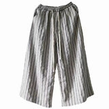 Fongt Summer New Striped Cotton Broad Legs Tight Waist Cover Meat Thin Harun Pants Women's Loose Leisure