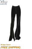 Pants Front Slit Split Zipper Women Elastic High Waist Slim Pants 2023 Autumn Fashion Oversize Casual Trousers
