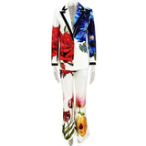 Fongt New Star Temperament Fashion Digital Print Casual Suit Trousers Set Two Sets