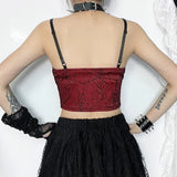 Autumn New Sexy Hot Girl Vest Dark Style Slim Leather Spliced Halter Top-Outfit