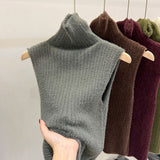 Sweater Vest Women Cropped Sleeveless Knitted Pullovers Jumper Vintage Solid Waistcoat Knitwear Korean Slim Tank Top-Outfit
