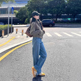 Fongt Plus Plus Thickened Narrow Version Of Straight Jeans Women 2025 Autumn And Winter High Waist Thin Loose Long Pants