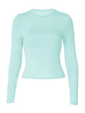 Solid Color Long Sleeve Top-Outfit