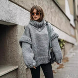 Fongt New Sweater Knitted Shirt Women's Fluffy Long-Sleeved Turtleneck Sweater
