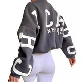 Fongt Women's Casual Fashion Print Thicken And Set Up Long-Sleeved Eds