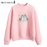 Casual Oversized Sweatshirts Women Cute Cat Print Pullover Autumn Long Sleeve Loose Harajuku Streetwear Korean