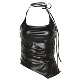 Fongt Summer Women's Solid Color Slim Fashion Hanging Neck Sling Sexy Back Vest Female-Outfit