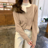 Style Cashmere Cardigan Women Loose Fall Winter Soft Knitted O-Neck Single Breasted Sweater