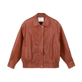 Red Faux Leather Jacket-Outfit