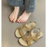 Fongt Flat-Soled Sandals Women 2024 New External Dress With Skirt Fairy Wind Leisure Beach Beach Roman