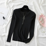 winter clothes Knitted woman sweaters Pullovers Autumn Winter Basic women's jumper Slim women's sweater pull long sleeve-Outfit