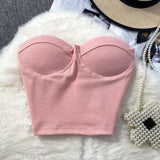 Fongt Color Strapless Vest Female Wearing Sexy Hot Girl Short Crop Slim Thin With Chest Pad-Outfit