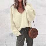 Knitted Sweater Women Streetwear V Neck Long Sleeve Pullovers Loose Solid Coat 2019 Autumn Winter Fashion Women's