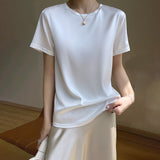 Fongt Summer Women's T-Shirt New Super Soft Bat Sleeve Simple Short-Sleeved Women's Top Bottom With Sleeveless Vest-Outfit