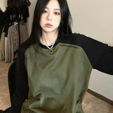Vintage Raglan Long Sleeve Oversized Sweatshirt-Outfit