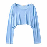 New Summer Solid Color Sweater Air Conditioning Shirt Women's Pullover Round Neck Loose T-Shirt Sunscreen-Outfit