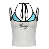 Girl Girl Bowknot Thin Halter Top Ins Trend Slim Vest 2024 New