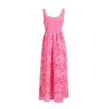Fongt Elegant Style Dress Woman 2025 Summer New Fashion Lace Flower Stitching Design Sling