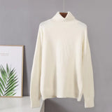 turtle Neck Solid Cashmere Sweater Women Elegant Soft Warm Female Knitted Pullovers Basic Loose female
