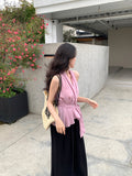 Fongt Xixi 2025 Summer New Korean Version Of The Temperament With Chiffon Sleeveless Shirt Women's Top 89365