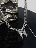 Butterfly Pendant Link Chain Necklace-Outfit