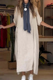 Fongt 2025 Women's Summer Style Relaxed Casual Solid-Sleeved Cotton Dress