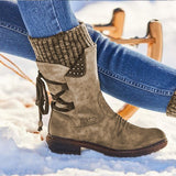 Boots Women Basic Women Mid-Calf Boots Round Toe Zip Platform Decor Female Shoes Warm Lace Up Boots