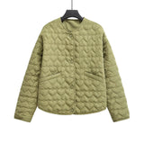 Fongt Women's Explosive Heart-Shaped Quilt Cotton Coat Women's Korean Version Of The Round-Neck Jacket Cotton Suit