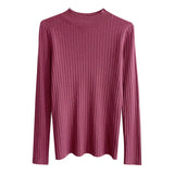 Fongt And Autumn New Knitted Bottom Shirt Women Semi-High-Collar Solid Color Inside And Outside Wearing A Long-Sleeved Sweater In The