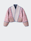 Women Printed Flower Quilted Reversible Cotton Coat Long Sleeve Open Front Two In One Jackets Autumn Vintage Street Outerwear-Outfit