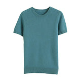 Fongt Female Round Collar Loose T-Shirt Inside Build Sweater Spring Autumn Base Outside Wear Short Sleeve Hair-Outfit