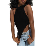 Fongt Spring And Summer New Explosion High-Collar Irregular Sexy Back Hair Weaving Small