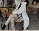 Wind Thick Line Knit Coat Female Autumn Winter New Style Versatile Loose Medium Long Sweater Cardigan Jacket Tide-Outfit