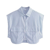 Fongt Color Y2K Women's Big Pocket Splicing Irregular Cardigan Polo Collar Shirt Top A19683