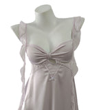 Fongt New Girl Silk Sling Aja Sycoat With Sexy Pure Pajamas High-End Feel Leaf Sleeve Skirt Homewear
