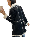 Fongt And Winter 2023 New Solid Color Thickened Lamb Wool Patchwork Coat Coat-23107-Outfit
