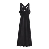 New Spring Silk Satin Slim Dress With Bare Back 3272399-Outfit