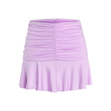 Boho Beach Skirts Summer High Waist Floral Printing Ruched Slim Short Mini Skirt A-line Bottoms Party Vacation