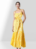 Style Printing Suspender Dress Women's Summer Hollowed-Out Fork Design Sense Of Minority Chic Super Fairy Dress-Outfit