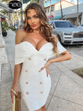 Off Shoulder Blazer Dress Double Breasted Anti-slip Backless Ruched Low Cut Zipper Bodycon Dress Elegant Party